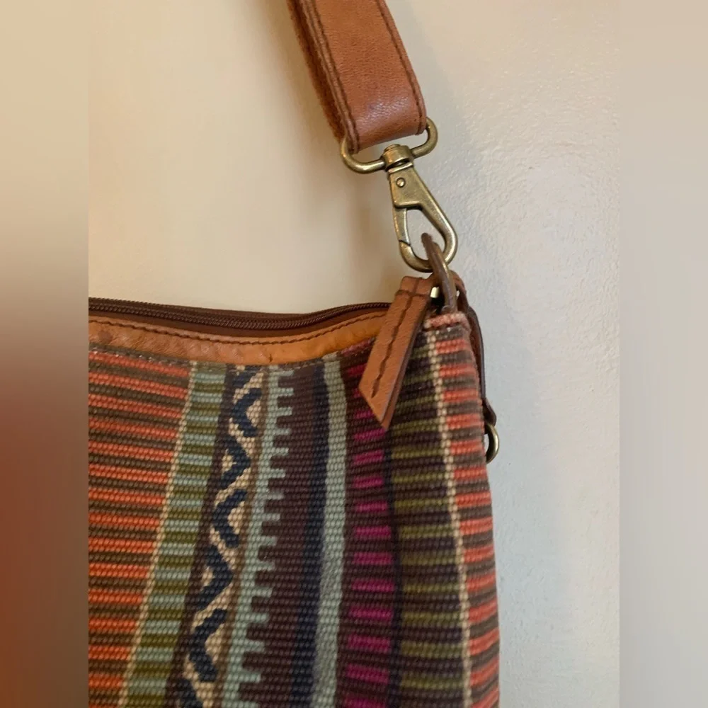 Fossil weaved leather boho bohemian crossbody southwestern grunge festival vtg